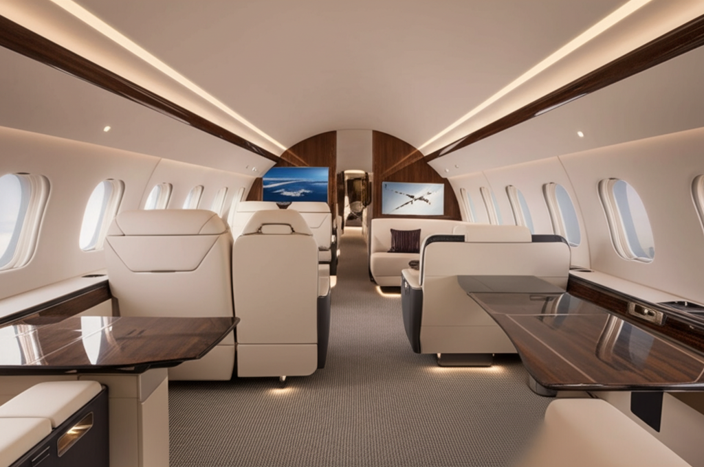 Bombardier Global 7500 cabin size and Global 8000 luxury interior for long-haul flights