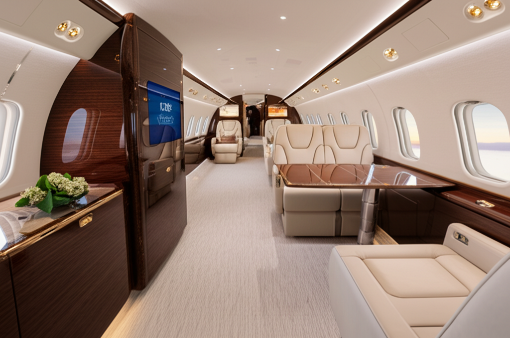 Gulfstream G700 range and G800 luxury cabin interior for long-haul flights