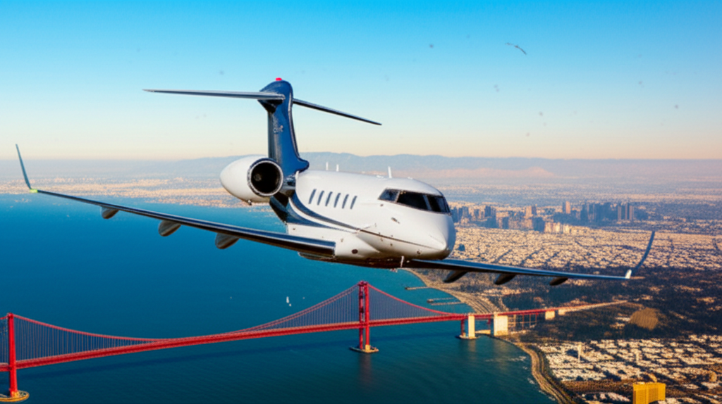 Private jet flying from San Francisco to Las Vegas